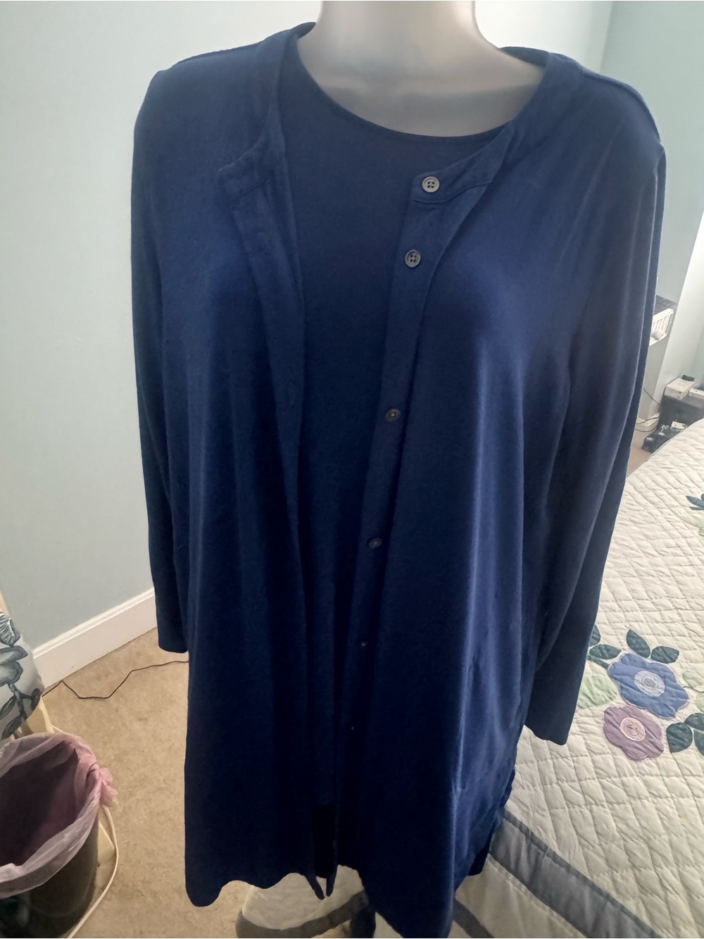 J. Jill 2 piece cobalt blue and black tunic set - Picture 3 of 5